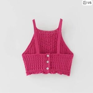 Zara Crochet Pink Knit Top Size 8